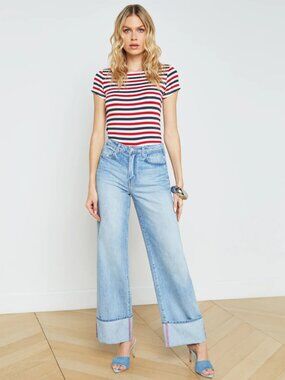 L'AGENCE Miley High Waist Cuff Wide Leg Jeans Size 30
